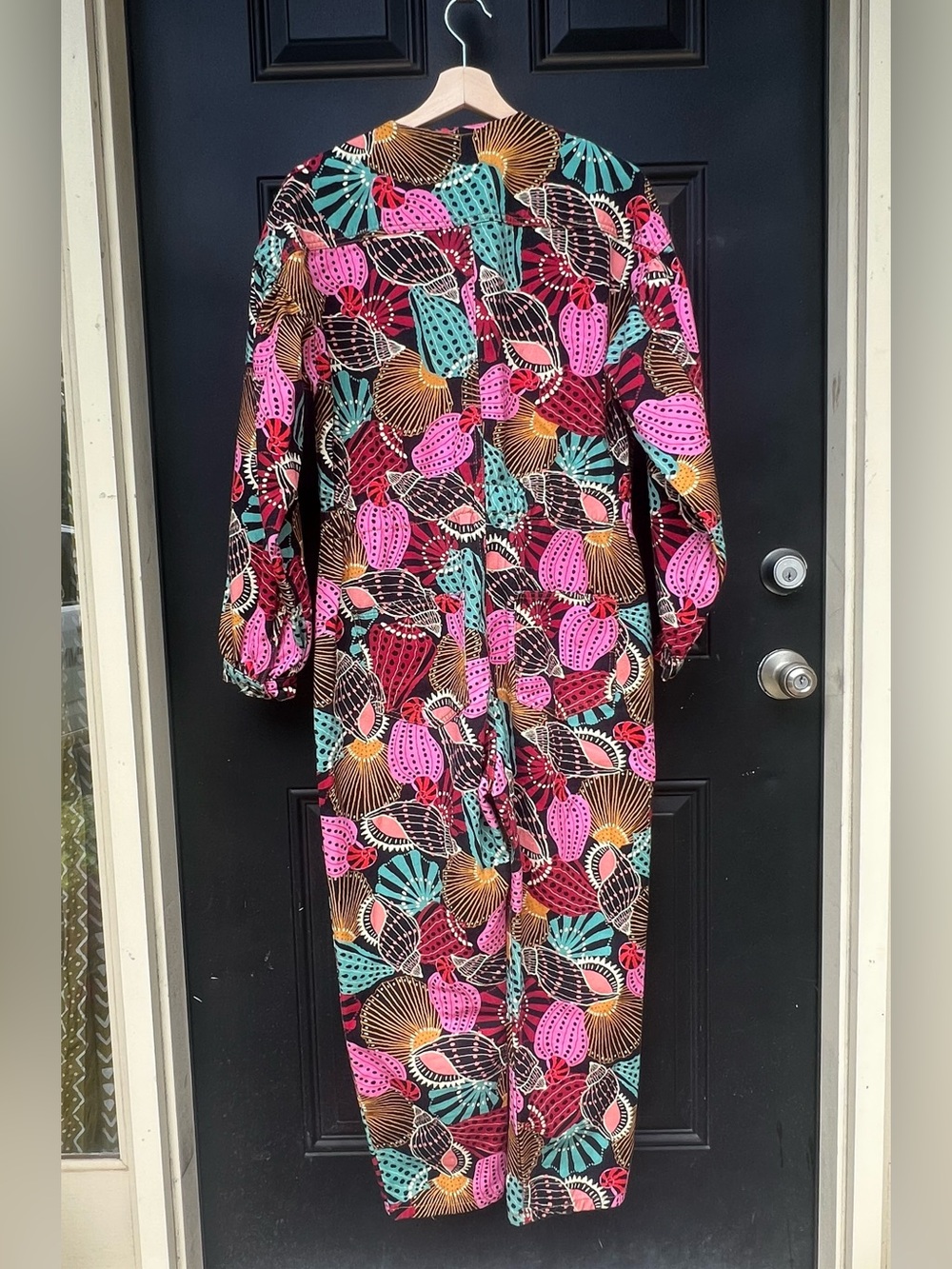 FARM Rio Black Multicolor Leaf Print Jumpsuit